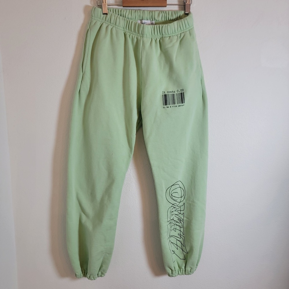 Mayfair Group Green Pull-On Jogger Pants Travel Airplane XS 100% Cotton Lounge